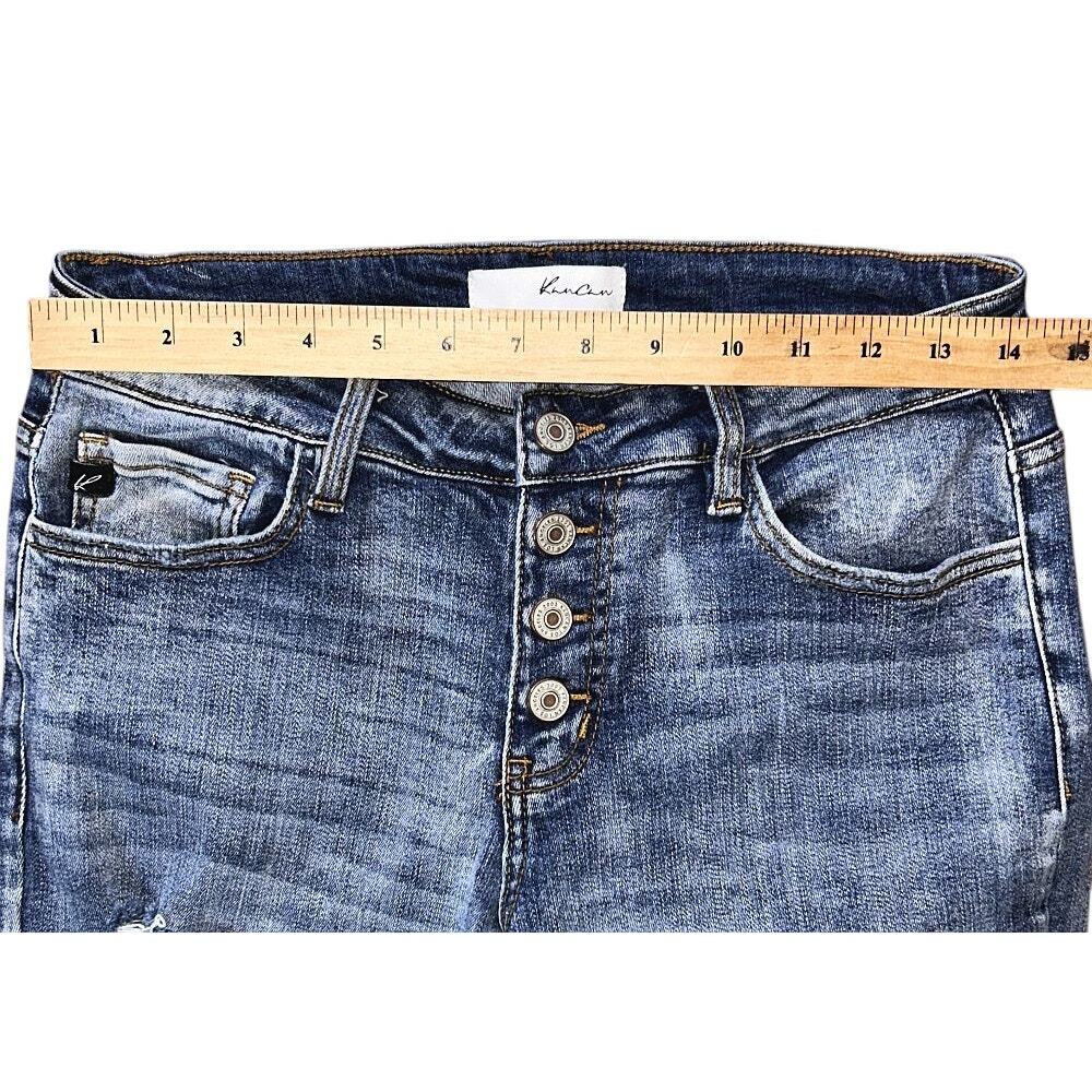 KanCan Mid-Rise Distressed Button Fly Skinny Jeans Size 7 27X29 - Picture 2 of 7